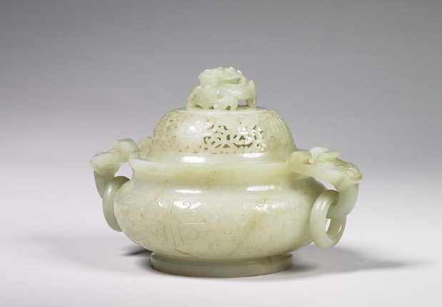 Jade incense burner with animal-mask pattern, Qing dynasty (1644-1911)-China Archive